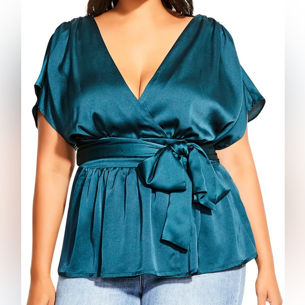 City Chic Faux Wrap Top Size 18W